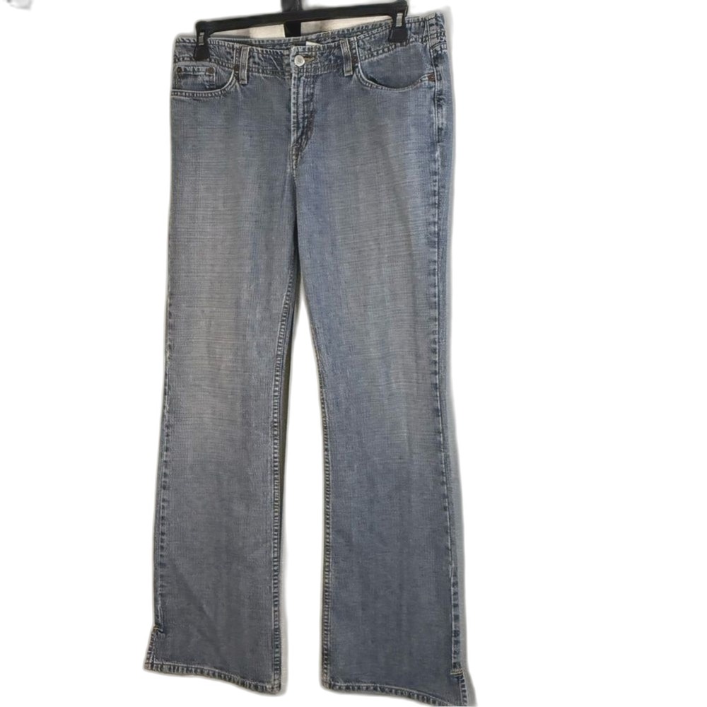 Lucky Brand Classic bootcut Leg Blue Jeans 14/32 cross hatch denim Made in USA